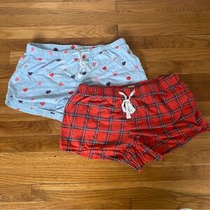 J Crew Women Pajama Shorts Lot Sz Medium Flannel 100% Cotton Loungewear